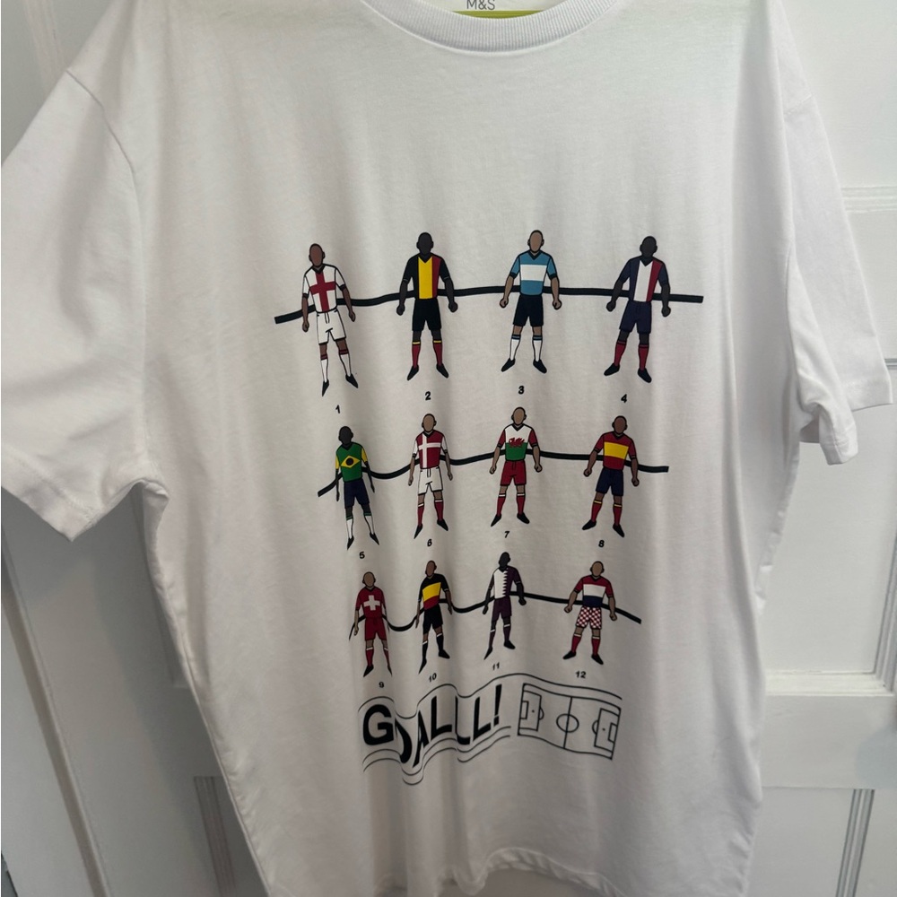 Marks & Spencer White Kids Short Sleeve Tee with Soccer Print